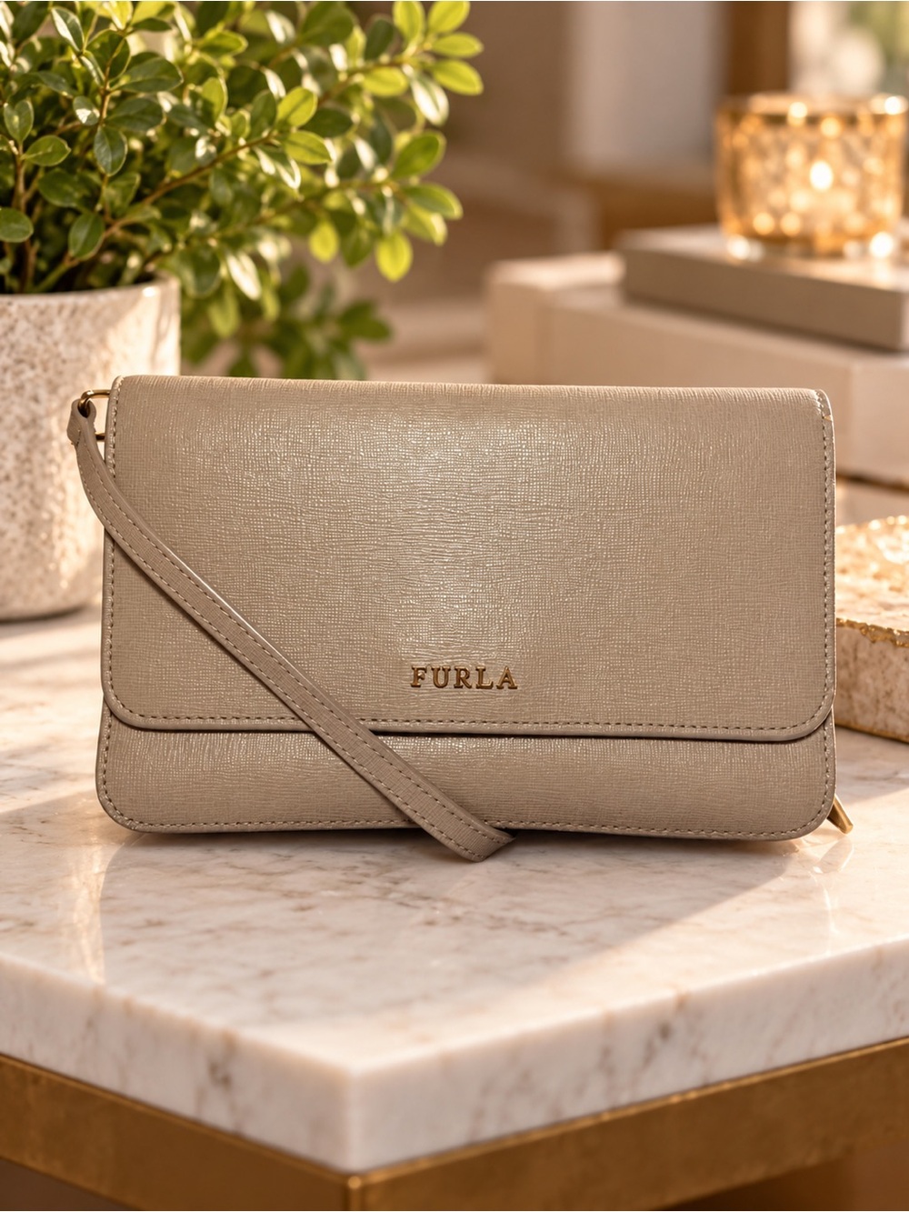 Furla Convertible Leather Crossbody Wallet Clutch